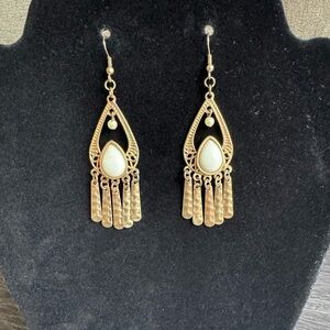 Gold and white Vintage Bohemian drop dangle earrings